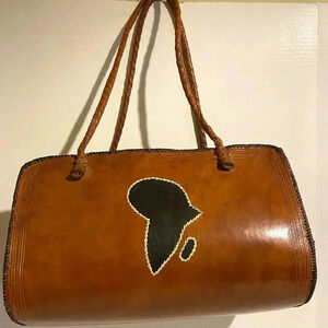 Handmade brown leather satchel handbag